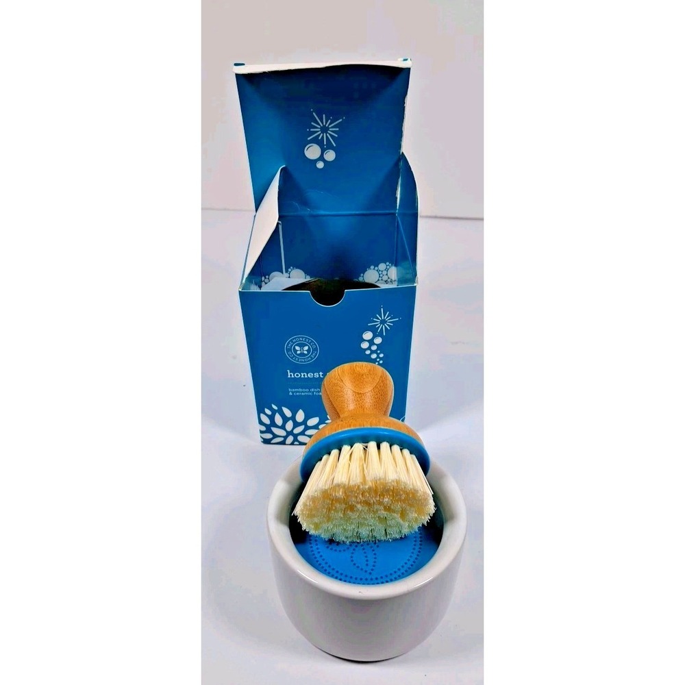 The Honest Co‎ Honest Suds Up Bamboo Dish Brush and Ceramic Foaming Base New